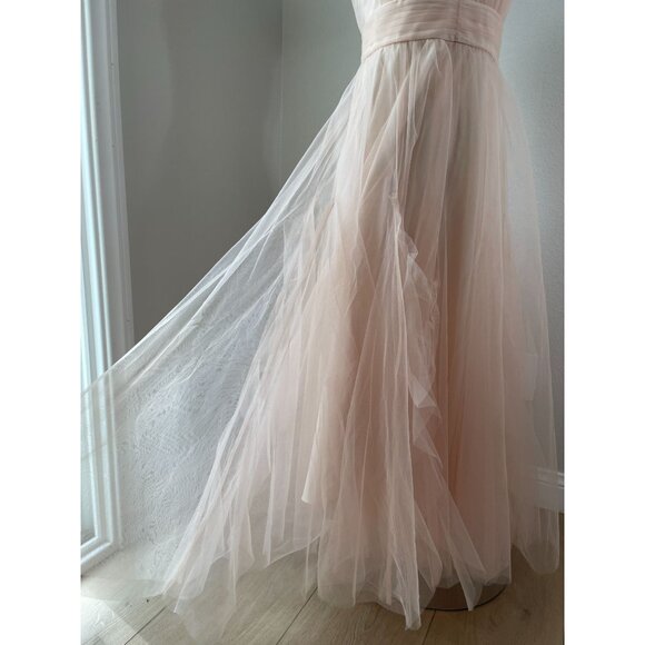 NEW BCBGMAXAZRIA Womens 6 Almond Pink Halter Neck Tulle Evening Gown Maxi Dress - Picture 12 of 15